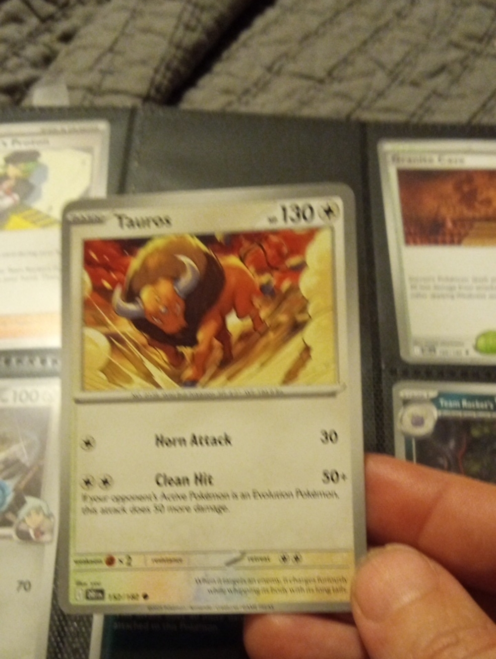 Pokemon Taurus Trading Card - White and Gold Artwork